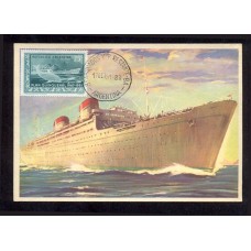 BARCOS EL CONTE GRANDE ANTIGUA TARJETA POSTAL CON ESTAMPILLA Y SELLO ARGENTINO 1951